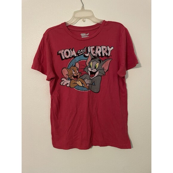 Tom And Jerry T-Shirt M Men's Cartoon Tee Red Cotton Blend - Picture 1 of 4